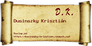 Dusinszky Krisztián névjegykártya
